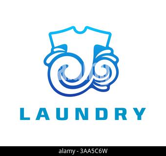 Symbol für Wäscheservice, Symbol für Wäscheservice. Wäscheservice Firmenzeichen oder Business Vektor blau abstrakt Emblem, Kleidung Reinigung und Waschraum oder Waschsalon Verkaufsmarken-Emblem Stock Vektor