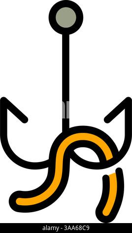 Angelhaken und Wurm Symbol. Angelhaken und Wurm-Symbol für Social Media, App und Web-Design. Einfache Vektor-Illustration. Stock Vektor