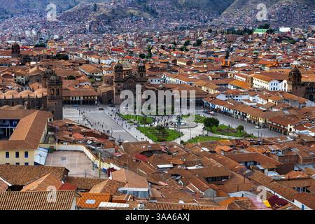 Luftaufnahme von Cusco, Peru Stockfoto