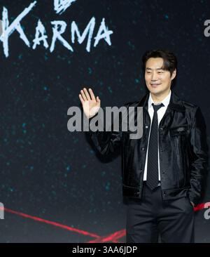 Seoul, Südkorea. 31. März 2025. Der südkoreanische Schauspieler Lee Hee-joon nimmt am 31. März 2025 an einem Fotogespräch zur Netflix Series Karma Pressekonferenz in Seoul Teil. (Foto: Lee Young-HO/SIPA USA) Credit: SIPA USA/Alamy Live News Stockfoto