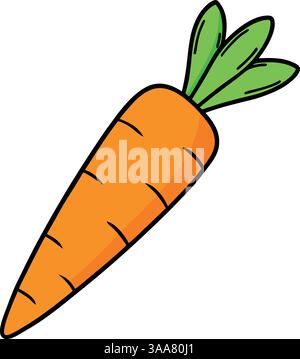 Leuchtend orange Karotte mit grünen Blättern Illustration. Stock Vektor