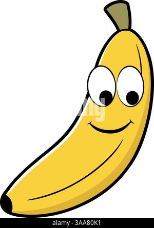 Lächelnde Zeichentrick-Bananenfigur. Stock Vektor
