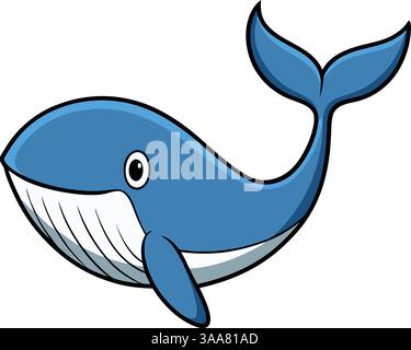 Niedliche blaue Wal-Zeichentrickillustration. Stock Vektor