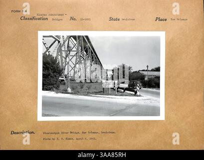 Huey P Long Bridge East Bank Jefferson Parish Eingang 1951. Stockfoto