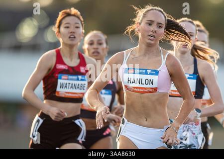 Albert Park, Australien. März 2025. Sophia Hanlon aus Victoria, die während der 800m langen Frauen beim Maurie Plant Invitational 2025 in Aktion war. Maurie Plant Meet Melbourne - World Athletics Continental Tour Bronze (Foto: Olivier Rachon/SOPA Images/SIPA USA) Credit: SIPA USA/Alamy Live News Stockfoto