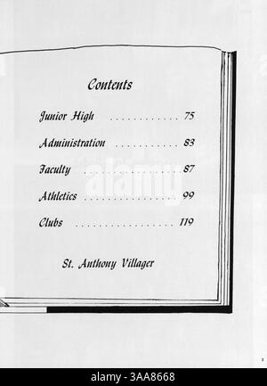 Das Villager Jahrbuch 1979 der St. Anthony Village High School bietet eine umfassende Aufzeichnung der Schüler, Lehrer, Vereine, Leichtathletik und Veranstaltungen während des Schuljahres 1978-1979. Stockfoto