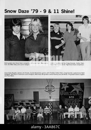 Das Villager Jahrbuch 1979 der St. Anthony Village High School dokumentiert die akademischen, sportlichen und außerschulischen Höhepunkte des Schuljahres 1978-1979 mit Abschnitten über Schüler, Lehrer und Veranstaltungen. Stockfoto