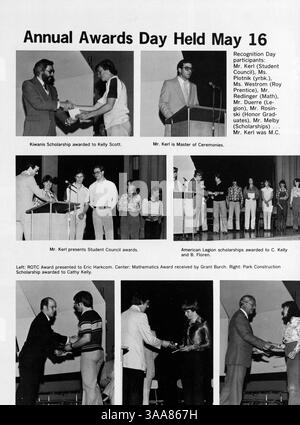 Das Villager Jahrbuch 1979 der St. Anthony Village High School zeigt die wichtigsten Momente des Schuljahres 1978-1979, darunter Schüler, Lehrer, Leichtathletik und Clubs. Stockfoto