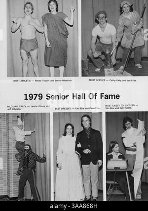 In diesem Jahrbuch 1979 der St. Anthony Village High School werden Schüler, Lehrer, Leichtathletik, Vereine und wichtige Veranstaltungen des Schuljahres 1978-1979 vorgestellt. Stockfoto