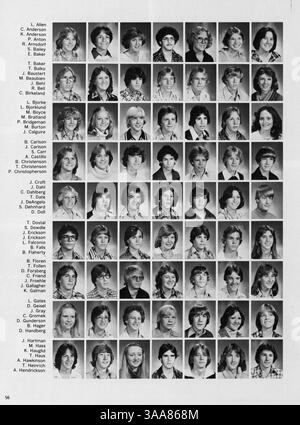Dieses Jahrbuch der High School von 1979 dokumentiert die Schüler, Lehrer, Sport, Vereine und die wichtigsten Momente des Schuljahres 1978-1979 an der St. Anthony Village High School. Stockfoto