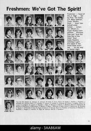 Dieses Jahrbuch der High School aus dem Jahr 1979 dokumentiert wichtige Ereignisse, Studenten, Lehrkräfte, Leichtathletik und Clubs aus dem Schuljahr 1978-1979 in St. Anthony Village. Stockfoto