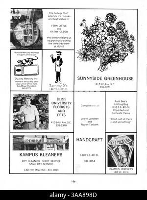 In diesem Jahrbuch 1973 der Marshall University werden die Leistungen der Schüler, sportliche Veranstaltungen und außerschulische Aktivitäten während des Schuljahres 1972-1973 vorgestellt. Stockfoto