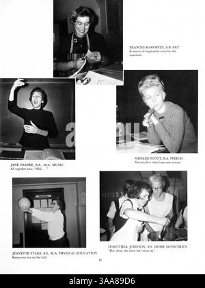 Tatler 63, das Northrop Collegiate Yearbook 1963, zeichnet die Ereignisse und Menschen des Schuljahres 1962-1963 auf und zeigt Schüler, Lehrer, Leichtathletik, Clubs, und vieles mehr. Einige Anzeigen wurden von Seiten entfernt. Stockfoto
