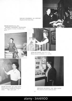 Das Jahrbuch Tatler 1963 von Northrop Collegiate fasst die Höhepunkte des Schülerlebens, der Lehrkräfte, der Vereine und der Leichtathletik während des Schuljahres 1962-1963 zusammen. Auf den Seiten 133-134 und 153-154 wurde die Werbung entfernt. Stockfoto