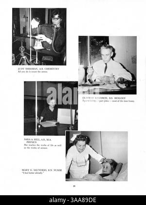 Das 1963 erschienene Jahrbuch Tatler 63 von Northrop Collegiate dokumentiert die Schüler, Lehrer, Leichtathletik, Vereine und bemerkenswerte Ereignisse des Schuljahres 1962-1963. Werbung wurde von bestimmten Seiten ausgeschnitten. Stockfoto