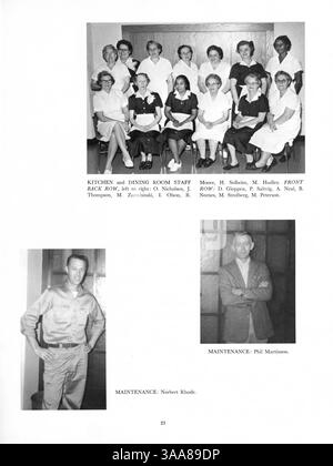 Das Jahrbuch Tatler 1963 von Northrop Collegiate dokumentiert wichtige Momente des Schuljahres 1962-1963 mit Schülern, Lehrern, Sportveranstaltungen, Clubs, und andere Aktivitäten. Einige Anzeigen wurden von Seiten entfernt. Stockfoto