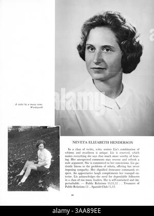 Das Jahrbuch Tatler 1963 von Northrop Collegiate dokumentiert das Schuljahr 1962-1963 mit Schülern, Lehrern, Leichtathletik, Clubs, und wichtige Schulveranstaltungen. Die Werbung wurde von den Seiten 133-134 und 153 bis 154 entfernt. Stockfoto