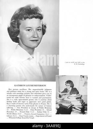 Das Jahrbuch Tatler 1963 von Northrop Collegiate zeigt wichtige Schulveranstaltungen, Schüler, Dozenten, Vereine und Sportmannschaften aus dem Schuljahr 1962-1963. Die Werbung wurde aus den Seiten 133-134 und 153–154 herausgeschnitten. Stockfoto