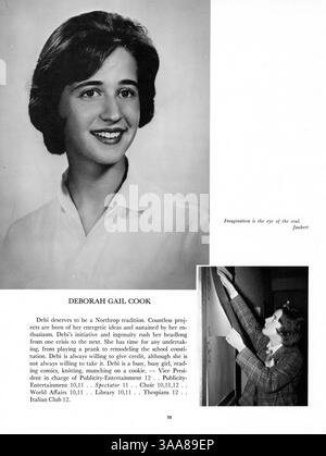 Das Northrop Collegiate Jahrbuch 1963, Tatler 63, dokumentiert die Schülerschaft, die Fakultät, die Vereine, die Leichtathletik und die wichtigsten Ereignisse des Schuljahres 1962-1963. Die Werbung wurde von den Seiten 133-134 und 153 bis 154 entfernt. Stockfoto