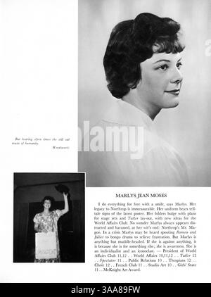 Das Northrop Collegiate Jahrbuch 1963, Tatler 63, dokumentiert Schüler, Lehrer, Leichtathletik, Clubs und Schulveranstaltungen aus dem akademischen Jahr 1962-1963. Die Werbung wurde von den Seiten 133-134 und 153 bis 154 entfernt. Stockfoto