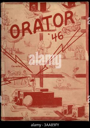 Das Jahrbuch 1946 der Patrick Henry High School dokumentiert die Schüler, Lehrer, Sportmannschaften und Schulvereine sowie andere wichtige Ereignisse des akademischen Jahres 1945-1946. Stockfoto