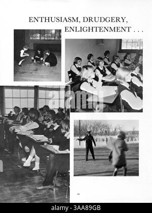 Das Northrop Collegiate Yearbook 1963, Tatler 63, zeigt die Höhepunkte des Schuljahres 1962-1963, darunter Schüler, Lehrer, Leichtathletik, Vereine, und verschiedene Schulveranstaltungen. Die Werbung wurde von den Seiten 133-134 und 153 bis 154 entfernt. Stockfoto