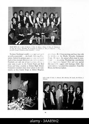 Das Northrop Collegiate Yearbook 1963, Tatler 63, reflektiert das Schuljahr 1962-1963 mit Beiträgen zu Schülern, Lehrern, Leichtathletik, Vereinen und Veranstaltungen. Die Werbung wurde von den Seiten 133-134 und 153 bis 154 entfernt. Stockfoto
