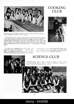 Dieses Jahrbuch der Northrop Collegiate 1963, Tatler 63, bietet einen Überblick über Schüler, Lehrer, Leichtathletik, Vereine und Veranstaltungen aus dem Schuljahr 1962-1963. Die Werbung wurde auf den Seiten 133-134 und 153–154 gestrichen. Stockfoto