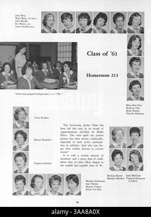 Das Angelus Yearbook 1960 der Akademie der Heiligen Engel reflektiert das akademische Jahr 1959-1960 und konzentriert sich auf Schüler, Lehrer, Leichtathletik und Schulveranstaltungen. Stockfoto