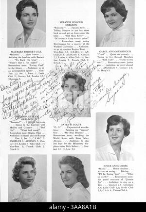 Das Angelus Yearbook 1960 fängt das Schulleben an der Akademie der Heiligen Engel ein, darunter Schüler, Lehrer, Vereine, Sport, und Veranstaltungen aus dem akademischen Jahr 1959-1960. Stockfoto