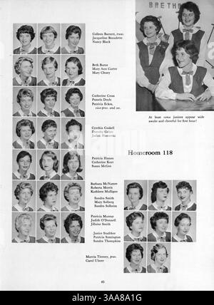 Dieses Angelus-Jahrbuch 1960 dokumentiert die Schüler, Lehrer, Leichtathletik und Vereine der Akademie der Heiligen Engel und behandelt wichtige Ereignisse aus dem Schuljahr 1959-1960. Stockfoto