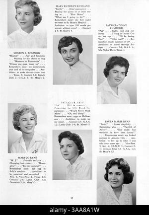 Das Angelus Yearbook 1960 der Akademie der Heiligen Engel erfasst das Schuljahr 1959-1960, einschließlich Schüler, Lehrer, Vereine, Leichtathletik, und wichtige Schulveranstaltungen. Stockfoto