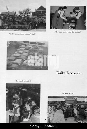 Das Angelus Yearbook 1960 der Akademie der Heiligen Engel zeigt Porträts von Studenten und Lehrkräften sowie Berichte über Sport, Vereine und bedeutende Ereignisse aus dem Schuljahr 1959-1960. Stockfoto