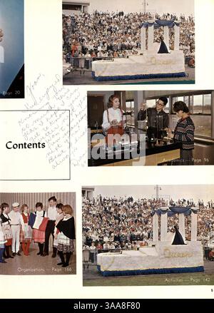 In diesem Jahrbuch der Robbinsdale High School werden Schüler, Dozenten, Vereine, Leichtathletik und wichtige Ereignisse aus dem Schuljahr 1963-1964 erfasst. Stockfoto