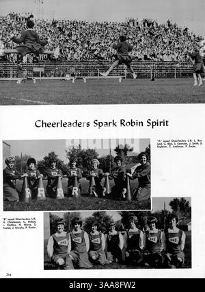 Das Robbinsdale High School Yearbook 1964, „The Robin“, bietet einen detaillierten Überblick über das Schuljahr und dokumentiert Schüler, Lehrer, Leichtathletik und Schulveranstaltungen in den Jahren 1963 bis 1964. Stockfoto