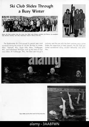 Das Robbinsdale High School Yearbook 1964, „The Robin“, präsentiert einen Rekord des Schuljahres 1963-1964 mit Schülern, Sportveranstaltungen, Schulclubs und Lehrkräften. Stockfoto