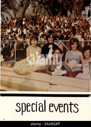 Polaris 64, das Jahrbuch 1964 der North High School, bietet einen Einblick in das Schuljahr 1963-1964 mit Schwerpunkt auf Schülerleben, sportlichen Veranstaltungen, Clubs und afroamerikanischen Beiträgen. Stockfoto