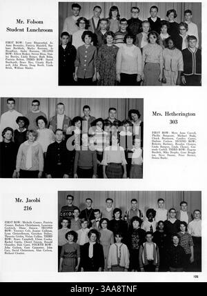 Das Jahrbuch Polaris 64 von North High 1964 zeigt Studenten, Lehrer, Leichtathletik, Vereine und afroamerikanische Beiträge zum akademischen Jahr 1963-1964. Stockfoto
