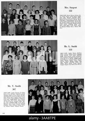 In diesem Jahrbuch der North High 1964, Polaris 64, werden Studenten, Vereine, Leichtathletik, Fakultät und afroamerikanische Geschichte aus dem Schuljahr 1963-1964. Stockfoto