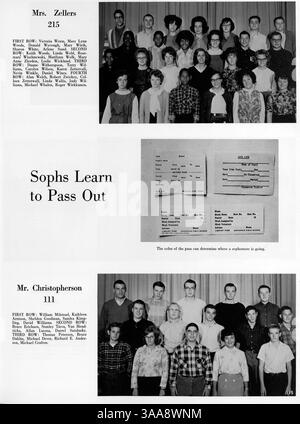 Polaris 64, das Jahrbuch 1964 der North High School, zeigt die Schülerschaft, Lehrer, Leichtathletik, Clubs und die Geschichte der afroamerikanischen Schule im Jahr 1963-1964. Stockfoto