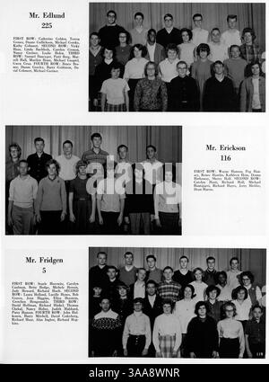 Dieses Jahrbuch der North High 1964, Polaris 64, enthält Studenten, Vereine, Leichtathletik, Fakultät und afroamerikanische Geschichte aus dem Schuljahr 1963-1964. Stockfoto