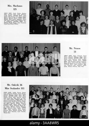 Das Jahrbuch Polaris 64 von der North High School 1964 dokumentiert die Leistungen der Schüler, Lehrkräfte, Vereine, Leichtathletik und die Geschichte der afroamerikanischen Schüler im Schuljahr 1963-1964. Stockfoto