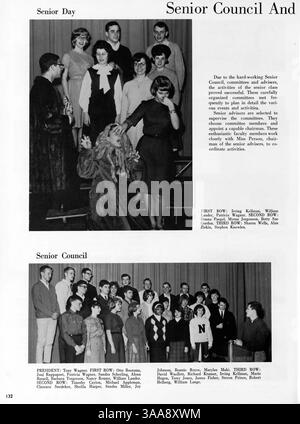 Polaris 64, das Jahrbuch 1964 der North High School, dokumentiert die Schüler, Lehrer, Vereine, Leichtathletik, und die afroamerikanische Geschichte des akademischen Jahres 1963-1964. Stockfoto