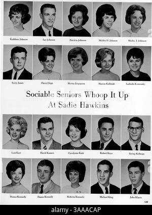 Das Polaris 64 Jahrbuch der North High School 1964 dokumentiert die Aktivitäten der Schüler, die Lehrkräfte, die Leichtathletik, die Clubs und die Geschichte der afroamerikanischen Schule 1963-1964. Stockfoto