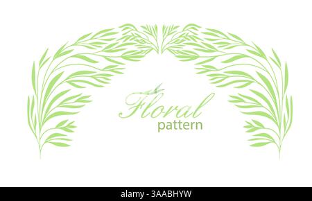 Grüner anmutiger Rahmen aus Zweigen. Handzeichnung. Nicht AI, Vektorillustration Stock Vektor