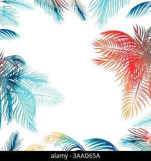 Rahmen mit Palmblättern. Handgezeichnet. Nicht AI, Vektorillustration Stock Vektor