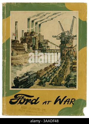 Der britische Ford at war aus dem 2. Weltkrieg von Hilary St George Saunders, Fotografien und Illustrationen von Helen McKie - ein Werbebroschüre des berühmten Autoherstellers. Industrie des Zweiten Weltkriegs. Veröffentlicht 1946 bei Ford Motor Company, Dagenham, Essex, England, Großbritannien Stockfoto