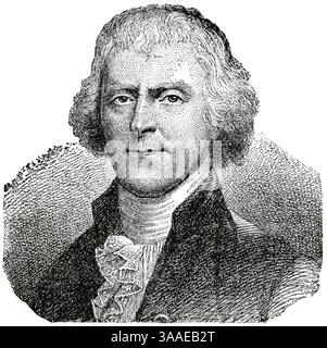 23. Juli 2015: Thomas Jefferson (1743–1826), 3. Präsident der Vereinigten Staaten, Engraving, 1889 (Foto: © Glasshouse Via ZUMA Wire) Stockfoto