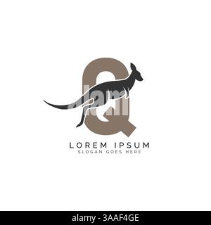 Letter Q Logo-Konzept mit Känguru-Design. Buchstabe Q mit großartiger Kombination des Känguru-Symbols Stock Vektor
