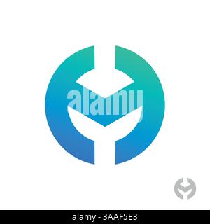 Modernes MH- oder HM-Logo mit schlankem, kreisförmigem Design und blau-blauem Farbverlauf. Perfekt für Technologie, Finanzen und Corporate Branding. Minimalistisch Stock Vektor